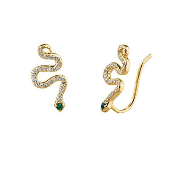 NEW ~ Anthropologie SHASHI Serpent Climber Gold Earrings - Picture 10 of 12